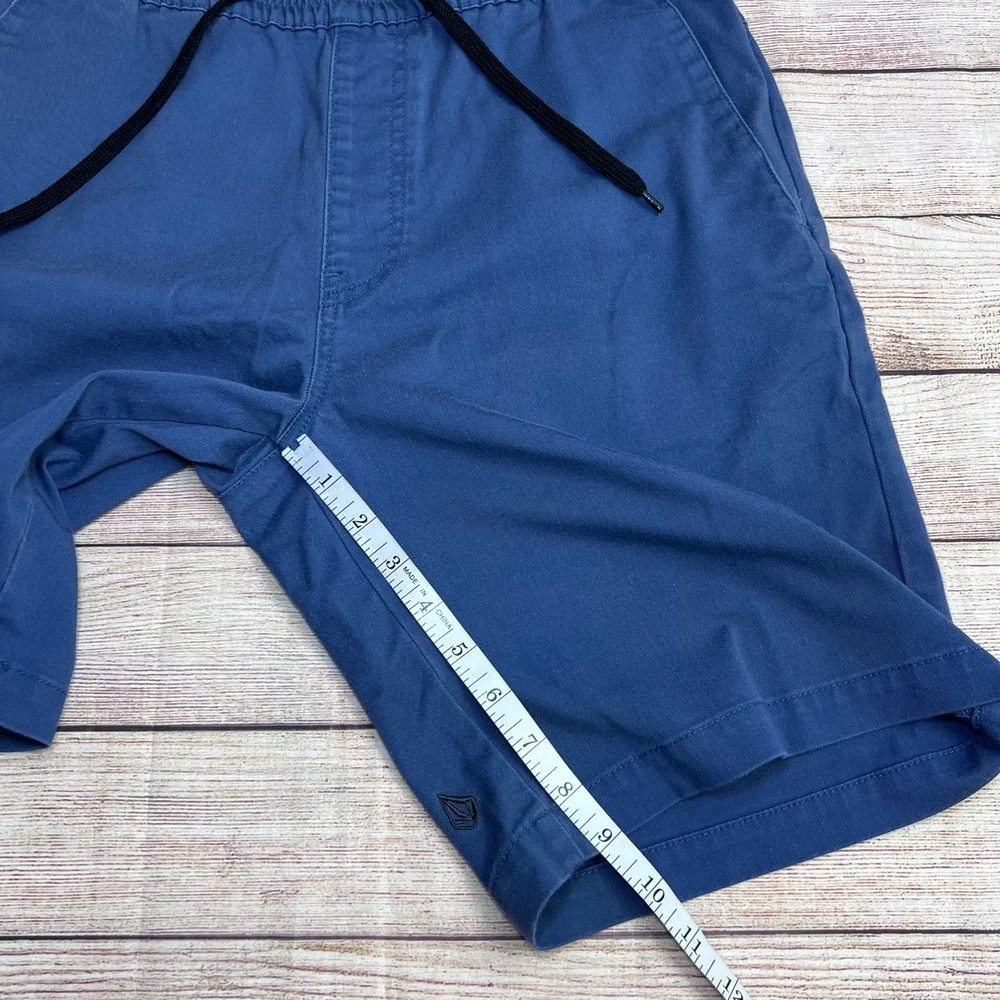 Volcom Frickin‎ Elastic Waist Shorts Mens Medium Blue Chino Drawstring